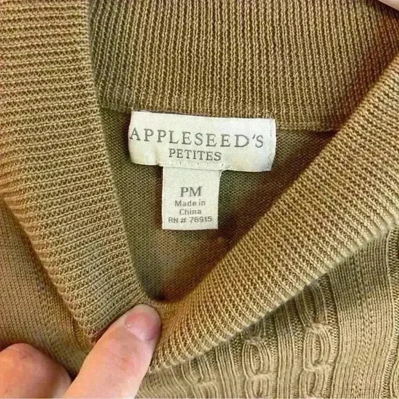 Appleseeds lightweight beige mock turtleneck sweater women’s sz medium petite - Picture 4 of 5